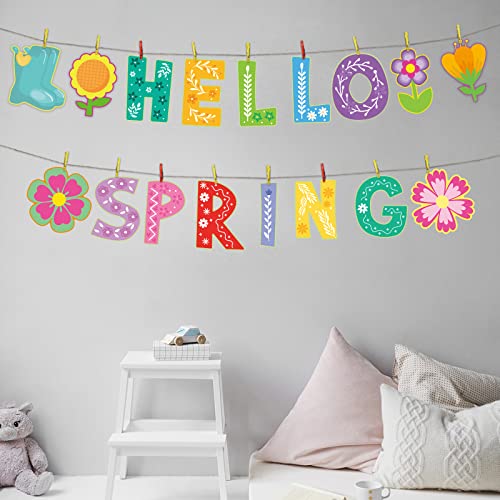 Hello Spring Bulletin Board Decoration Cutouts 52Pcs Springtime Mix Flower Cut-Outs For Party And Classroom #TOP5