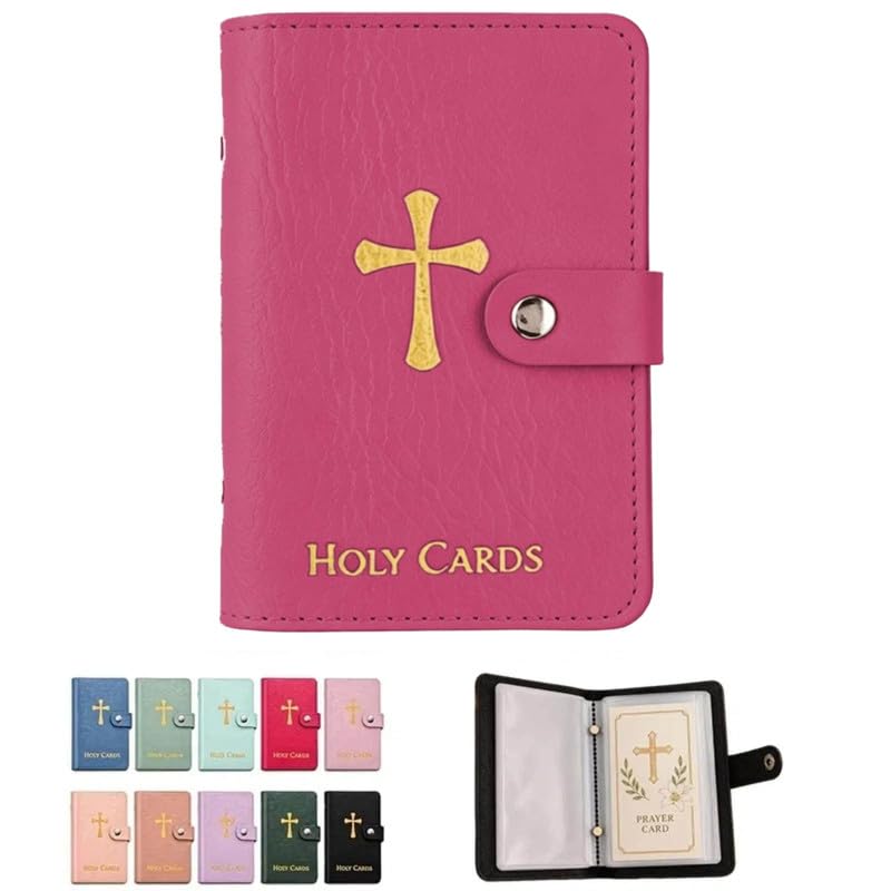 Multicolor Prayer Card Holder, Pocket Prayer Card Organizer with Snap Closure, Waterproof Large Capacity Storage Case for Holy Cards Collection