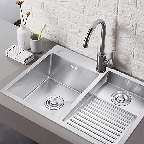 Bathroom Sinks Laundry Pool Balcony Household Stainless Steel Laundry Sink Wash Basin With Washboard Easy To Clean Double Sink Laundry Pool Gift ( Color : B , Size : 70*48*22Cm ) #TOP7