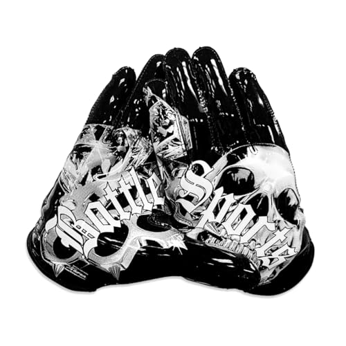 Battle Sports Doom Speed Receiver Gloves, Chrome Skulls, Youth Small