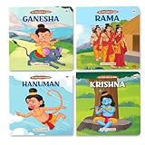 Story Books for Kids - Krishna, Hanuman, Ganesha, Rama (Set of 4 Books) - Illustrated Board Book for Children - Cultural and Traditional Stories for Children - Mythology Stories for Kids - Age 0 - 2 Years