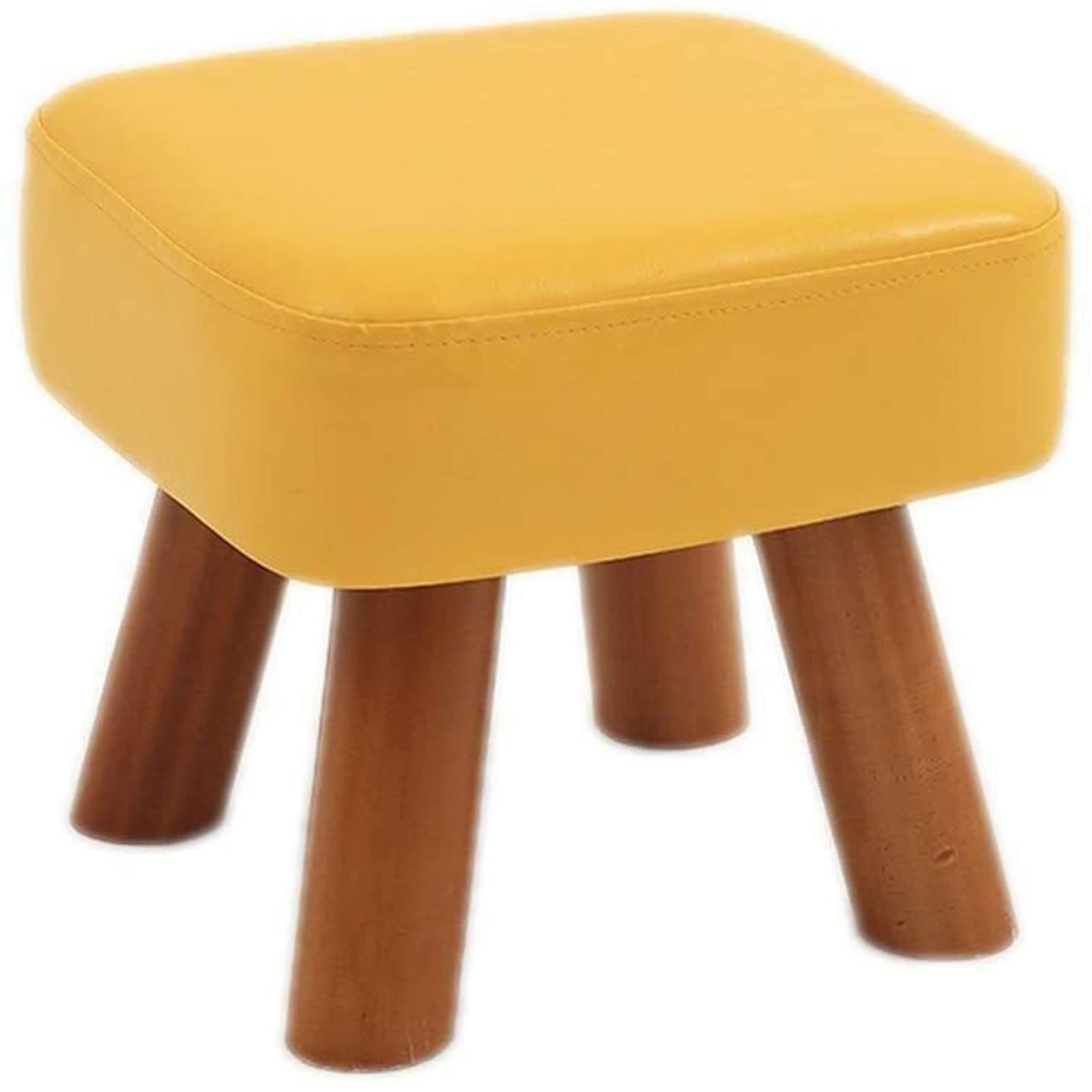 Banc à chaussures jaune en bois et tabouret de pied lavable pour entrée chic