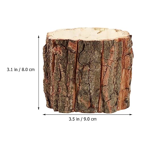 Yardwe Pack of 4 Wooden Bark Flower Pot, Tree Trunk Succulent Planter, Farmhouse Tree Stump Planter, Cactus Pot - Image 3