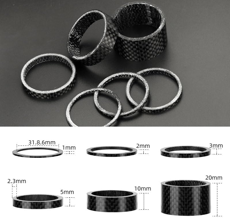 31.8mm Fork Headset Carbon Spacers Bicycle Handlebar Stem Rise Up Adjust Washers 3K Glossy Fiber Steering DIY Accessories for Bikes(G31.8 H41mm P7)