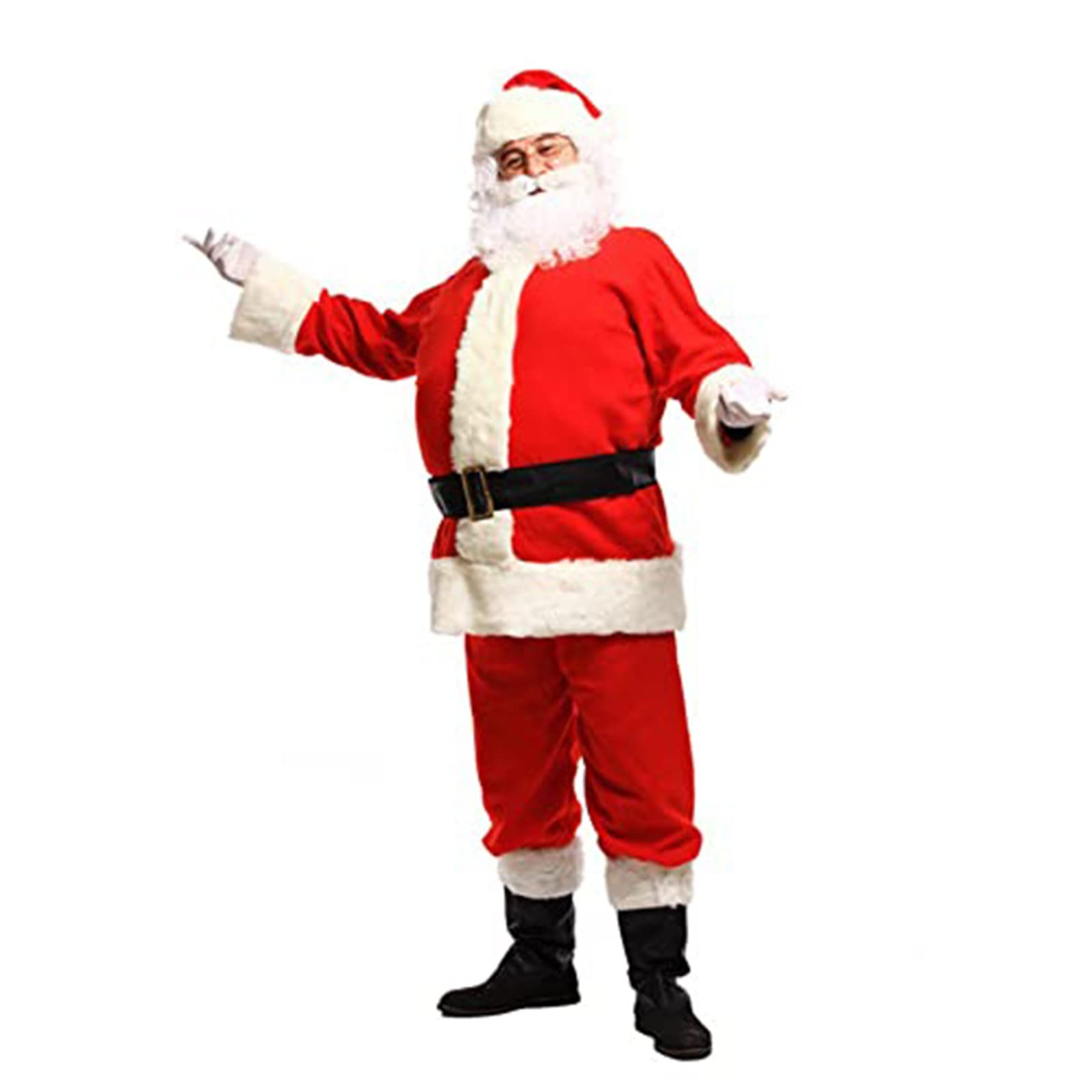11Pcs Costume Déguisement Père Noel Adulte, Déguisement Noël Homme Père Noël Luxe Complet Costume Déguisement d'hommes pour Noël La Veille Noël Ou Le Carnaval 5XL.