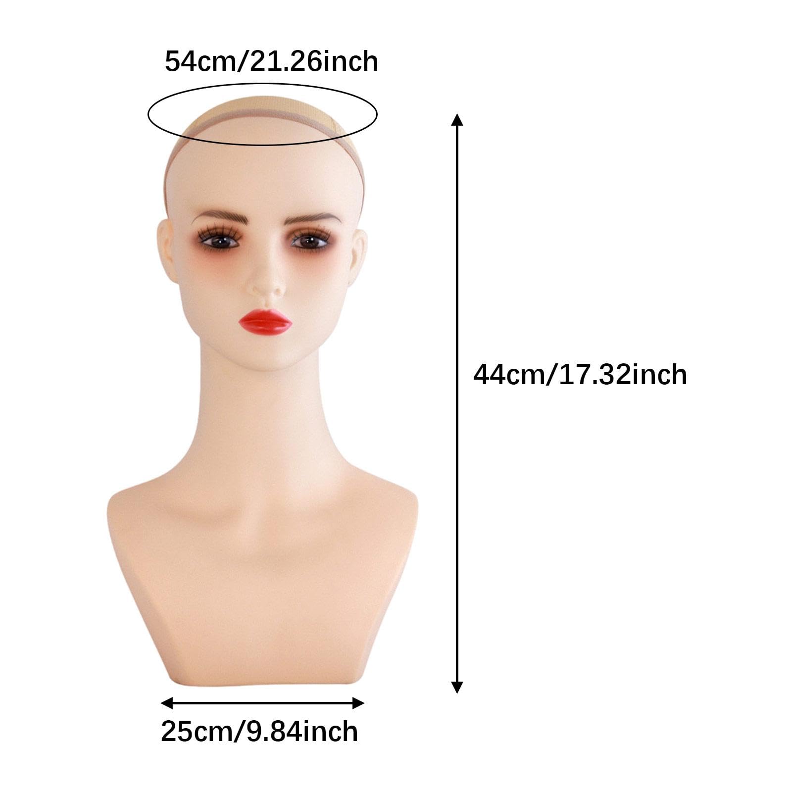 Generic Female Mannequin Head,Manikin Head Bust with Makeup, Wig Display Stand for Hat Beauty Accessorie