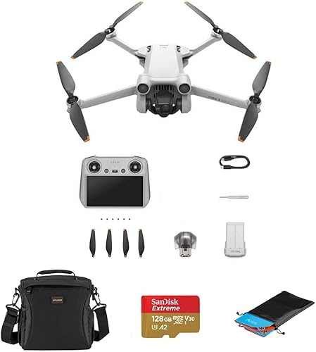 DJI Mini 3 Pro Drone con control remoto RC paquete con tarjeta de memoria de 128 GB bolsa de hombro almohadilla de aterrizaje