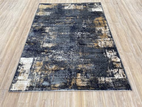 Image of Modern 4x6 Feet (120x180 CM) Silk Touch Carpet for Living Room | Washable Anti-Skid | Multicolor Chevron Pattern | Stain-Resistant Floor Rug for Drawing Room Hall