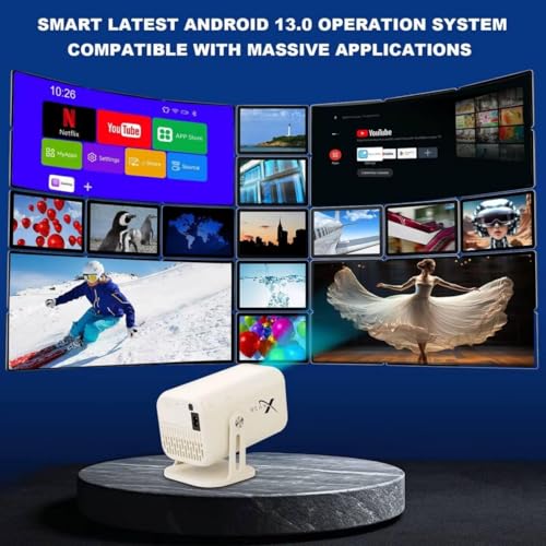 Image of Elite Smart Projector with Android 13 | Native 1080P Full HD, 4K HDR Support | Auto Focus & Keystone | WiFi 6 & Bluetooth 5.0 | Voice Remote | Home Projector | 2-Year Warranty (Elite-1GB+ 8GB)