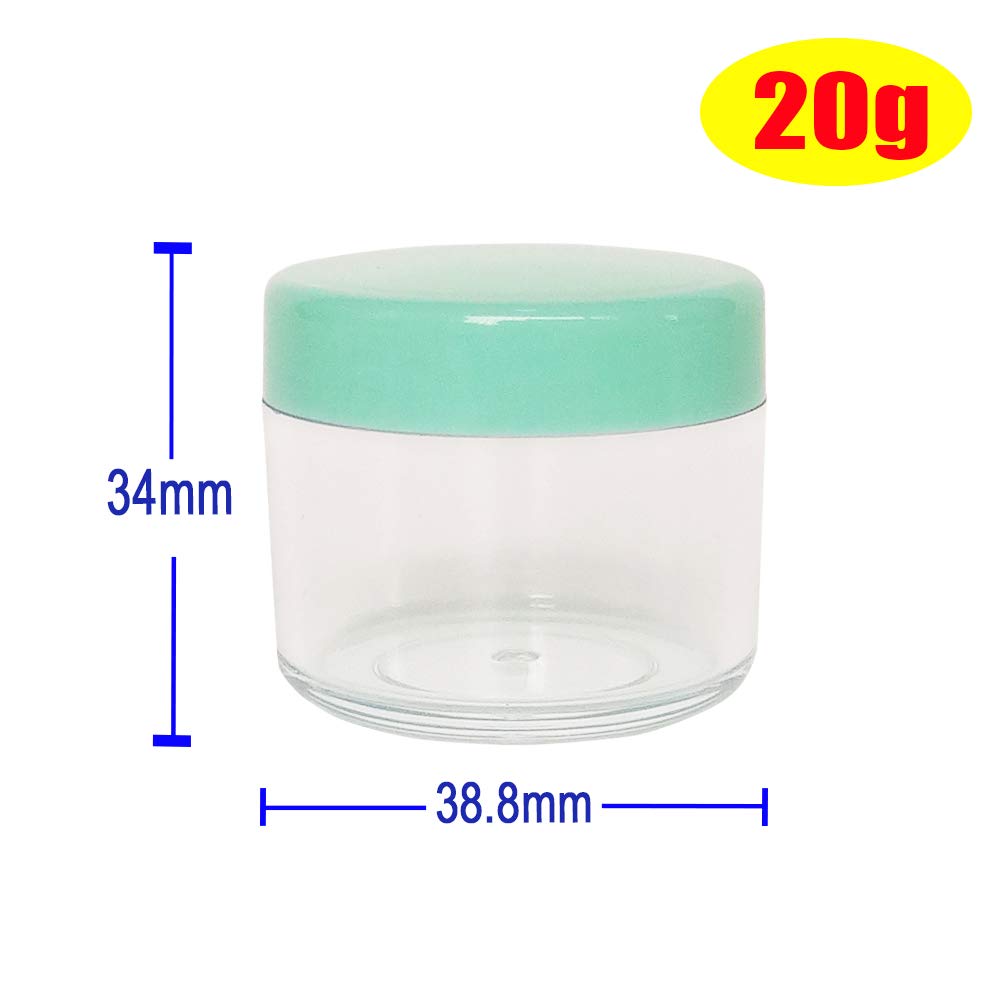 Wopanxye 12pack 20 Gram 20ml Jars, Small Cosmetic Sample Empty Container, Plastic Round Pot Green Screw Cap Lid - Image 2
