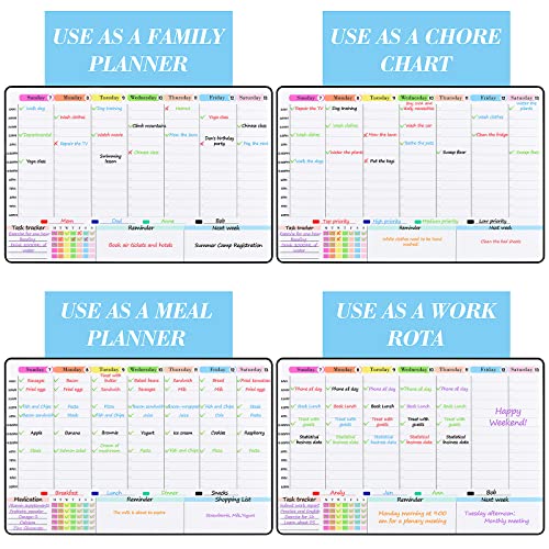 Poprun Magnetic Weekly Calendar For Fridge, Schedule Board, Dry Erase Whiteboard Calendar, Menu Board, Weekly Planner With Time Slots, Perfect As To Do List And Chore Chart (3 Pack) #TOP2