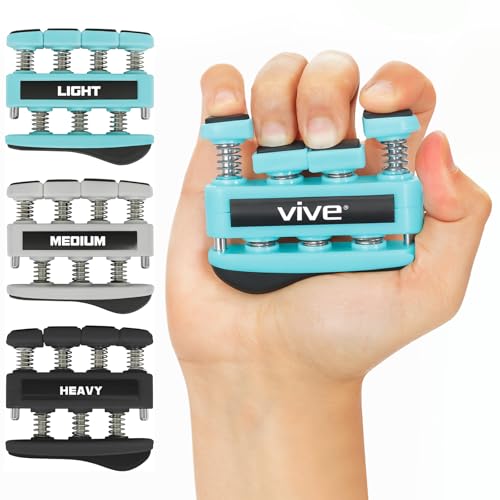 Finger Strengthener by Vive (3 Pack) Hand Grip Equipment for Guitar, Musicians, Rock Climbing & Therapy - Gripper with Exercise Guide for Strengthening Muscles