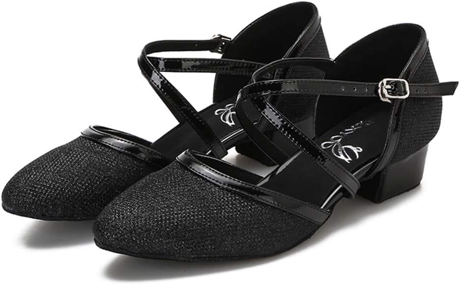 Closed Toe Low Heel Glitter Ballroom Dance Shoes for Women Salsa Latin Wedding Party 1 1/2“ Heel S11-1 - Image 5