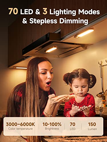 3 PCS Sottopensile Cucina, 70 LED Sensore di