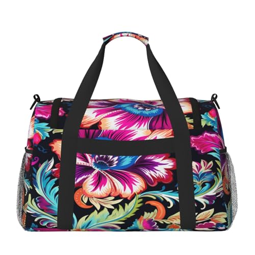 Travel Duffel Bag For Men Women, Floral Paisely Ethnic Carry On Sport Gym Bag With Shoulder Strap Lightweight Waterproof Weekender Bag Overnight Bag2