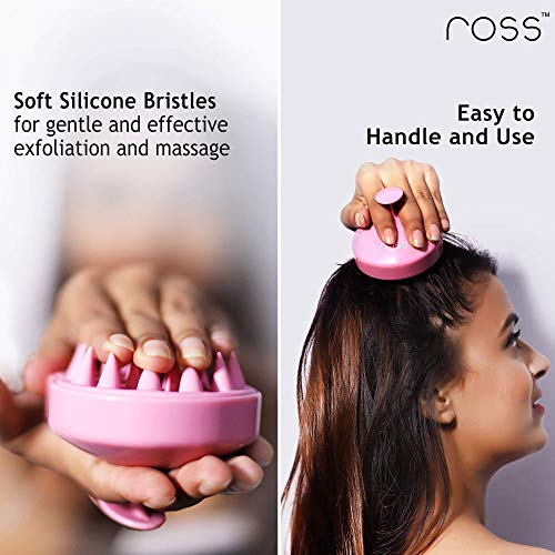 Image of Ross Hair Scalp Massager Shampoo Brush with Soft Silicone Bristles Manual Head Massager, Pink