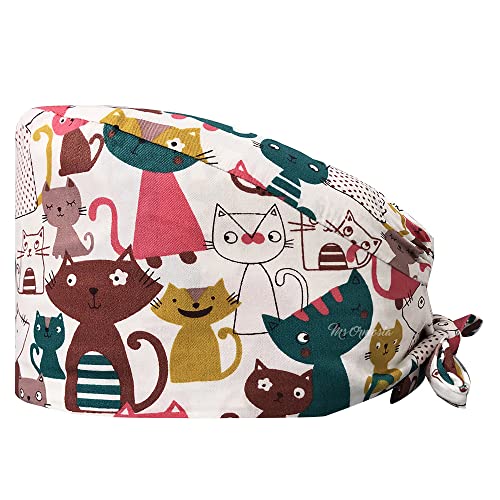 niaahinn Scrub Caps Women with Buttons & Cotton Sweatband Nursing Caps Scrub Caps Women & Men (12041)