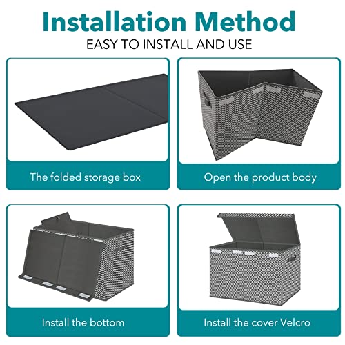 Xmasorme Large Toy Storage Organizer With Lid,Collapsible Toysbox Chest Basket Bins With Sturdy Handles For Kids, Boys, Girls, Nursery, Playroom, 25"X13" X16" #TOP6