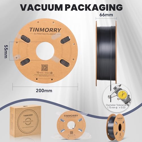 Image of TINMORRY Silk PLA Filament Bundle, 3D Printer Filament 1.75 mm Multicolor Pack, Red & Gold & Silver & Iron Black, 750g x 4 Spools
