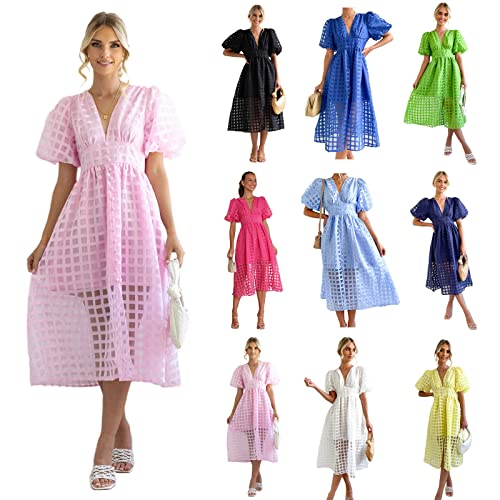 Robe nuisette taille haute décontractée chic avec col en V plongeant - 2