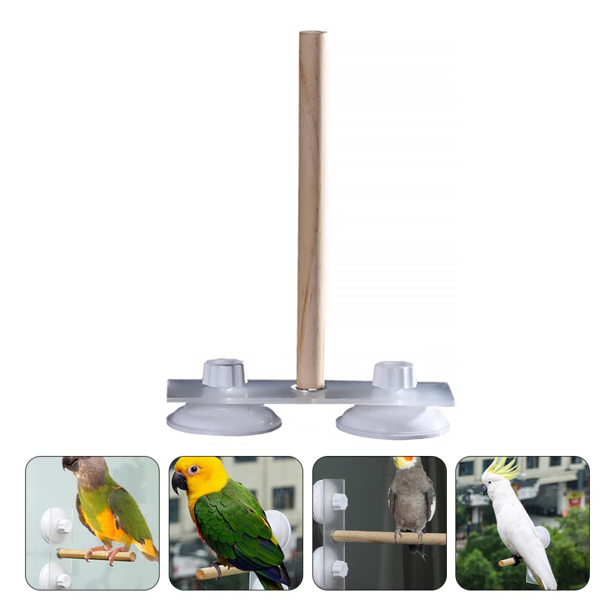 DOITOOL 3 Piezas Puesto de Loros Mascota Escalera pájaro Juguete Jaula para periquitos Juguetes Loro Soporte de Juguete Soporte de Ventosa Madera de Pimiento Estar de pie pájaro de Juguete