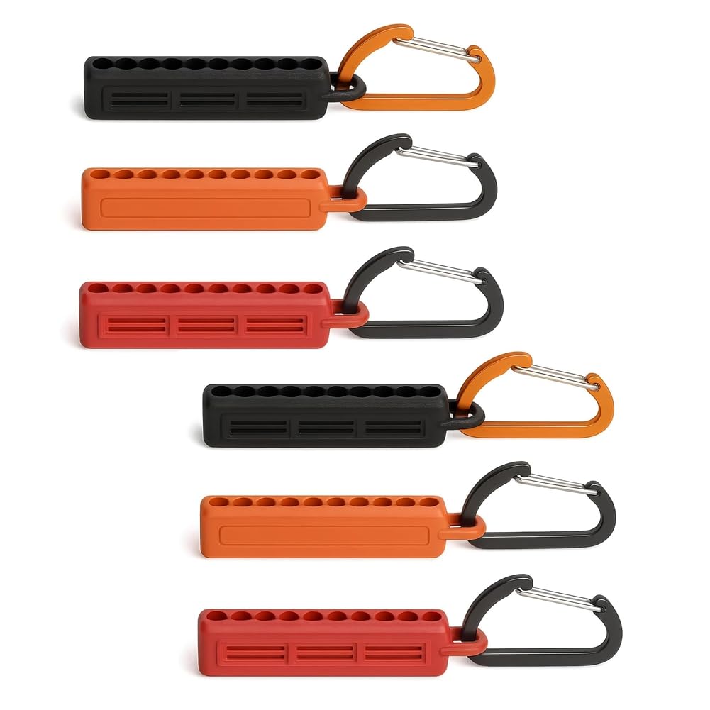 Ijsdnvjndx As Shown 6Pcs 10 Holes Screwdriver Bit Holder Storage Organizer With 1/4" Hex Bits Carabiner Clips