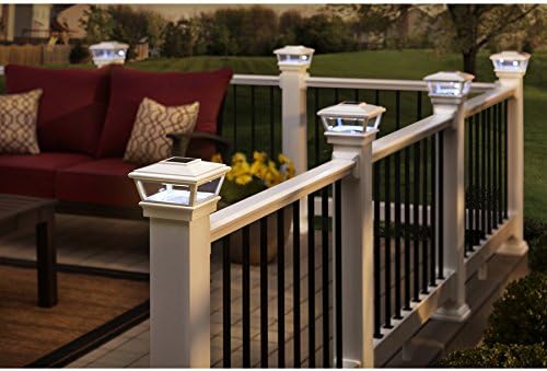 White Solar LED Post Light Cap 4.5" x 4.5" for Bridges, Fences, Decks, & Posts