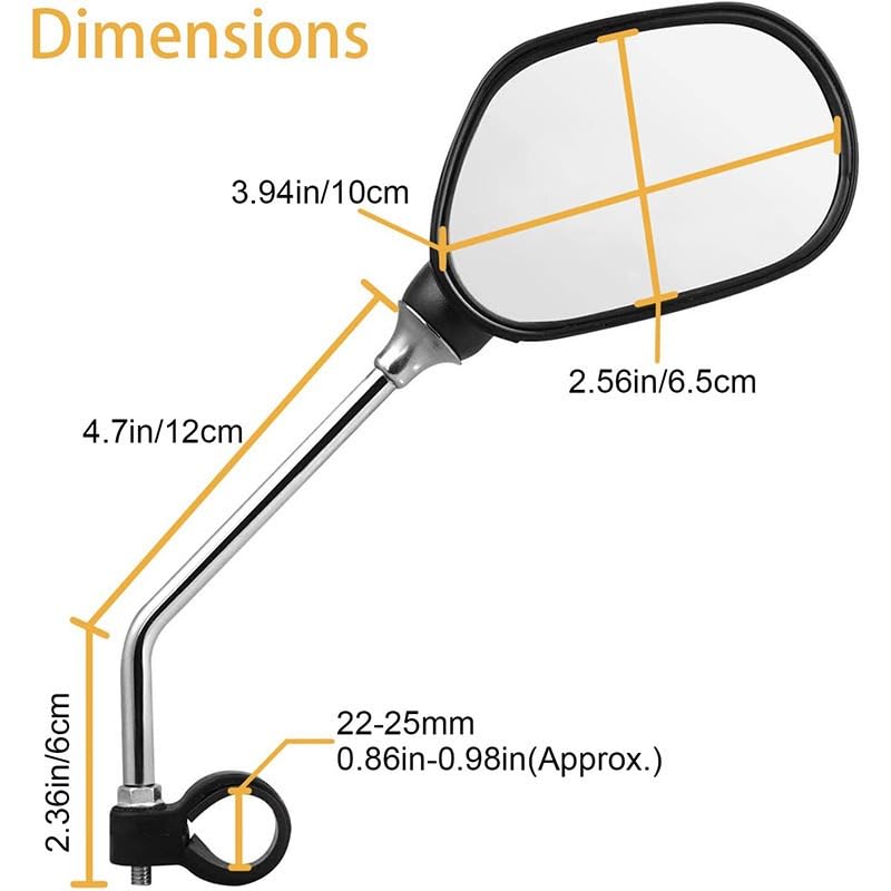 Bike Mirrors, 2Pcs Bicycle Large Wide Angle 360°Adjustable -Bicycle Mirrors for Handlebar 22-26mm, for Mountain Road Bike Motocycle