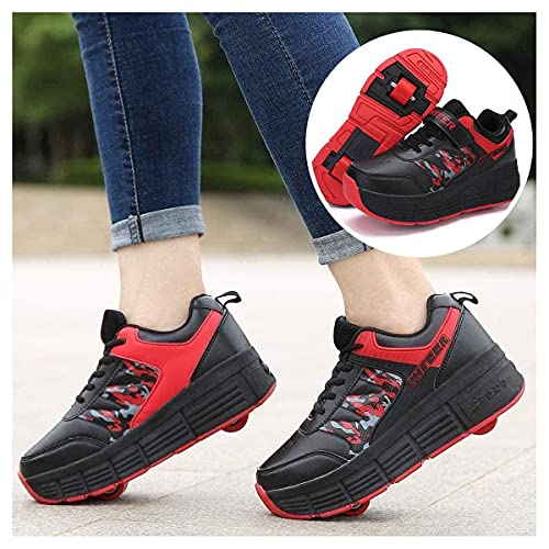 Outdoor Skates Deformed Roller Skates Boys And Girls Two Wheel Adjustable Telescopic Roller Skates Comfortable And Breathable Entertainment Roller Skates/436 (Color : Red, Size : 40)