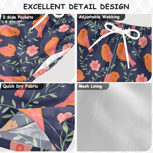 Flower Bird 1 Boys Swim Trunks Toddler Shorts Swimwear Boardshorts3