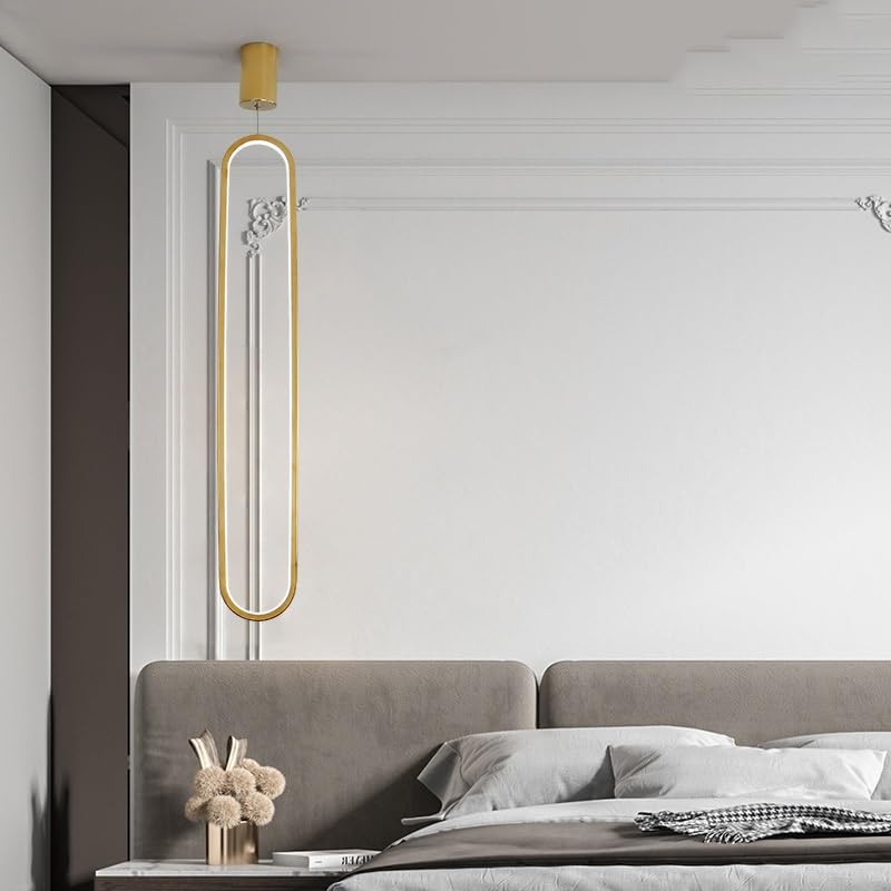 Lampada a sospensione moderna ad anello Illuminazione a LED Minimalista di lusso in oro a Desig for ristorante Ufficio Soggiorno Decorazione da comodino,Plafoniere da soffitto(Warm White)