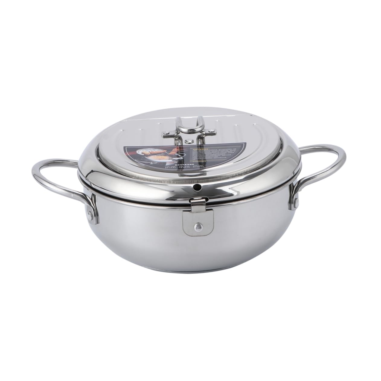 Luxshiny Controllable Temperature Steel Fryer Deep Frying Pot for Gas Electric Induction Stoves Home Kitchen Cooker with Flip Lid for Frying Chicken Fish