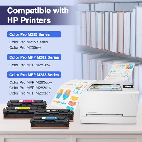 Image of 206X for HP 206X 206A Toner Cartridges 4 Pack High Yield with Chip | Compatible with HP Color LaserJet Pro MFP M283fdw M283cdw M283fdn Pro M255nw M283 M255 Printer(W2110X W2111X W2112X W2113X)