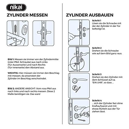 6-Stiftiger Knaufzylinder Türzylinder 45/45 - Zylinderschloss 90mm mit Knauf 20mm 5 Schlüssel 2...