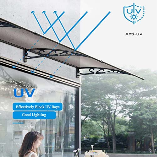 Auvent de porte-fenêtre extérieur en polycarbonate marron avec tôle creuse