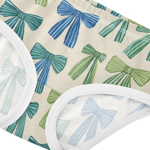 Wusikd Blue Green Bows Girls' Underwear Cotton Girls Briefs Soft Toddler Underwear 2T4