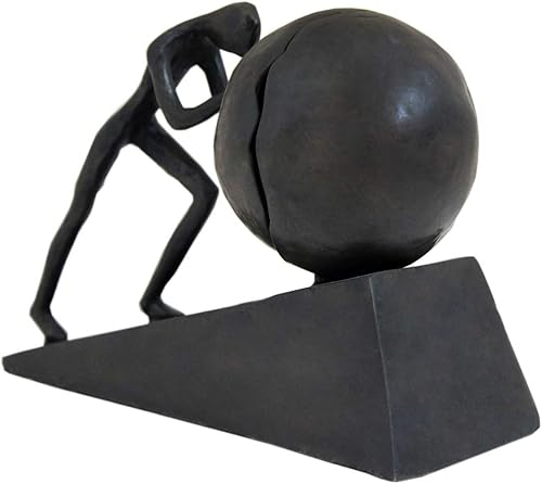 Miniatura 3 de Briskfeel Estatua de hierro de hombre con esfera, escultura de metal, arte de deportista, decoración para el hogar y la oficina (B2 fuerte)