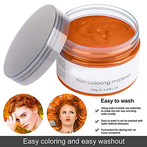 Hair Dye Wax,Temporary Hair Color Dye Styling Cream For Men And Women,Hair Color Wax 4.23 Ounces,Natural Fashion Hair Colored Wax Mud For Party Cosplay(Orange) #TOP1