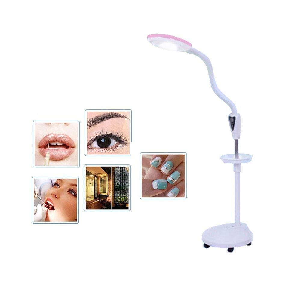 ZJGT Adjustable Swivel Arm Floor Standing Magnifying Light With 16X Magnifie Glass Lamp Floor Rolling Stand For Beauty Skincare Nail Manicure Tattoo Salon Eye Protection 93