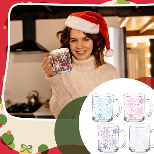 Set de 4 Mugs de Vidrio con Copo de Nieve 12 oz miniatura 7