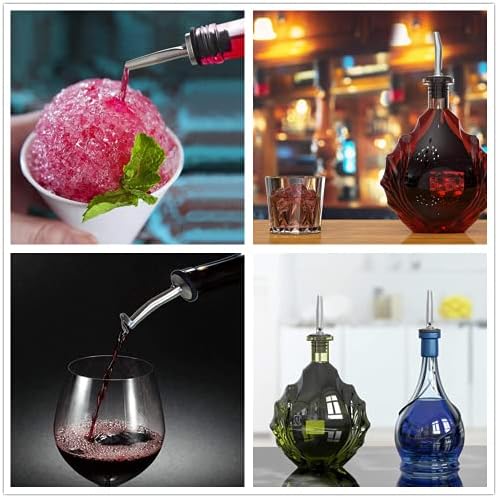 Haruida 12Pcs Stainless Steel Liquor Spirit Bottle Speed Pourers Tapered Spout with Rubber Dust Caps Liquor Bottle Pourers with Silicone