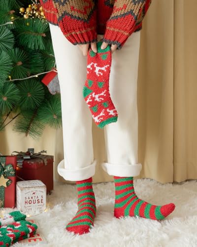 Image of Ginmewrae Fuzzy Socks for Women, Mothers Day Gifts Cozy Warm Fluffy Socks Thick Slipper Socks Birthday Valentine's Day Gifts