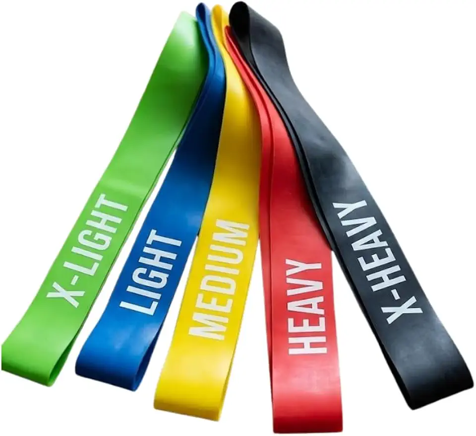 Kit 5 Mini Band - Faixas Elásticas para Treino em Casa, Academia e Fisioterapia - Alta Resistência"