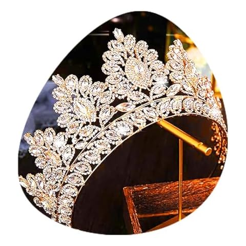 Bmirth Baroque Crown and Tiara Gold Crystal Pearl Bride Wedding Queen Crowns Decorative Princess Tiaras Rhinestone Hair Accessories for Women and Girls (L) Cover
