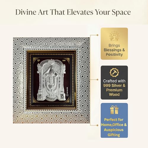 Image of ARTSMINE Silver Balaji Wall Frame - 999 Silver Art|Premium Finish|Spiritual Home Decor|Ideal for Pooja & Gifting - 1 x Unit