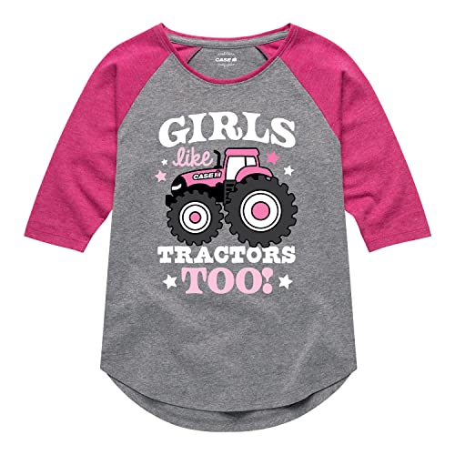Case IH - Girls Like Tractors Too - Toddler Girls Raglan Graphic T-Shirt