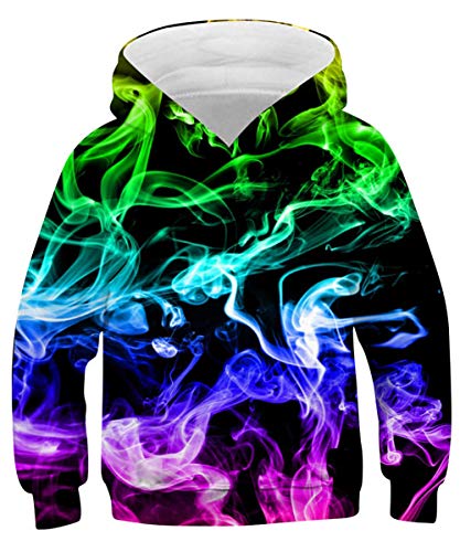Cool Patterned Full Print Hoodies Light Stretchy Hooded Sweatshirt 12 13 14 Year Olds Trippy Smoke Awesome Spitfire Spring Fall Winter Jackets for Brothers Sisters Buddy Friend
