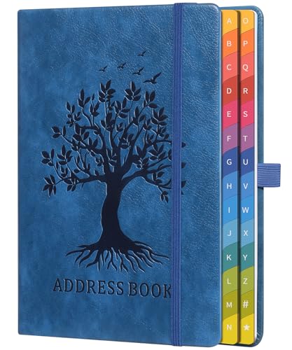 Adressbuch mit farbenfrohen alphabetischen Registerkarten (21 3 x 14 8 cm) - Hardcover-Telefon- und Kontakt-Organizer mit Platz für wichtige Website-Passwörter und Softwarelizenzen