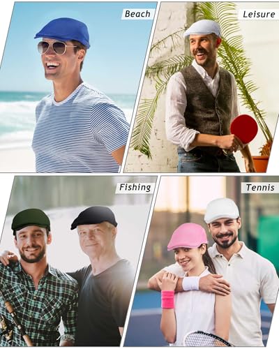 Image of Chuarry 8 Pack Newsboy Cap for Men Mesh Flat Cap Gatsby Golf Cabbie Hunting Driving Summer Hat for Men