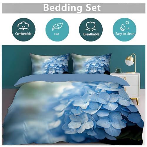 Housse de couette 260x240 microfibre douce motif hortensia - 8